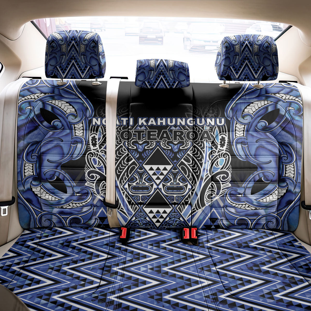 Aotearoa Ngati Kahungunu Back Car Seat Cover Maori Tribal Blue Paua Shell Pattern DT05 - Polynesian Pride
