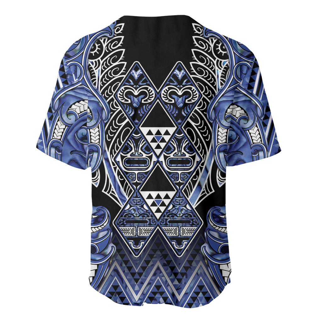 Aotearoa Ngati Kahungunu Baseball Jersey Maori Tribal Blue Paua Shell Pattern DT05 - Polynesian Pride