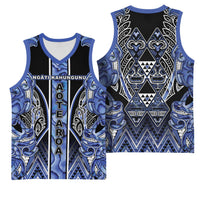 Aotearoa Ngati Kahungunu Basketball Jersey Maori Tribal Blue Paua Shell Pattern DT05 - Polynesian Pride