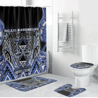 Aotearoa Ngati Kahungunu Bathroom Set Maori Tribal Blue Paua Shell Pattern DT05 Bathroom Set (4 pcs) Blue - Polynesian Pride