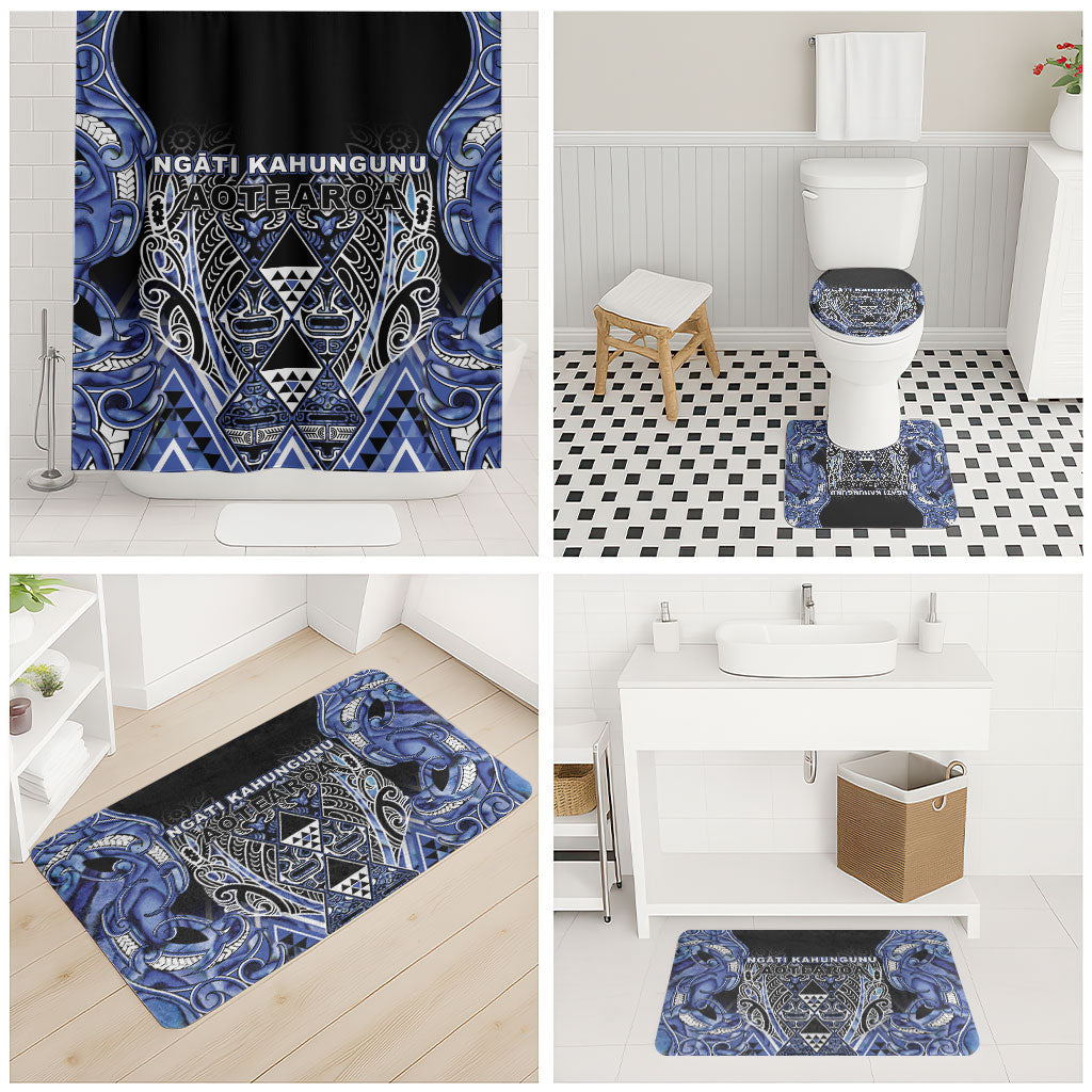 Aotearoa Ngati Kahungunu Bathroom Set Maori Tribal Blue Paua Shell Pattern DT05 - Polynesian Pride