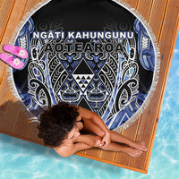 Aotearoa Ngati Kahungunu Beach Blanket Maori Tribal Blue Paua Shell Pattern DT05 - Polynesian Pride