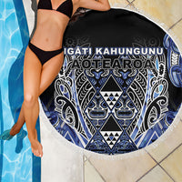 Aotearoa Ngati Kahungunu Beach Blanket Maori Tribal Blue Paua Shell Pattern DT05 - Polynesian Pride