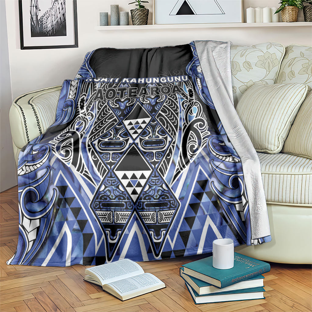 Aotearoa Ngati Kahungunu Blanket Maori Tribal Blue Paua Shell Pattern DT05 Blue - Polynesian Pride