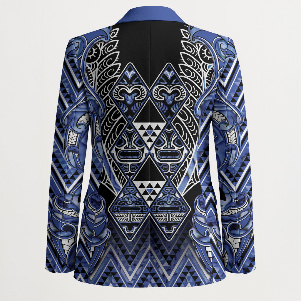 Aotearoa Ngati Kahungunu Blazer Maori Tribal Blue Paua Shell Pattern DT05 - Polynesian Pride