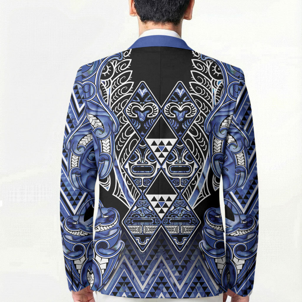 Aotearoa Ngati Kahungunu Blazer Maori Tribal Blue Paua Shell Pattern DT05 - Polynesian Pride