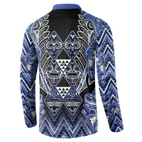 Aotearoa Ngati Kahungunu Button Sweatshirt Maori Tribal Blue Paua Shell Pattern DT05 - Polynesian Pride