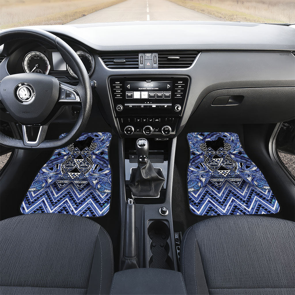 Aotearoa Ngati Kahungunu Car Mats Maori Tribal Blue Paua Shell Pattern DT05 Set 2pcs - Front Blue - Polynesian Pride