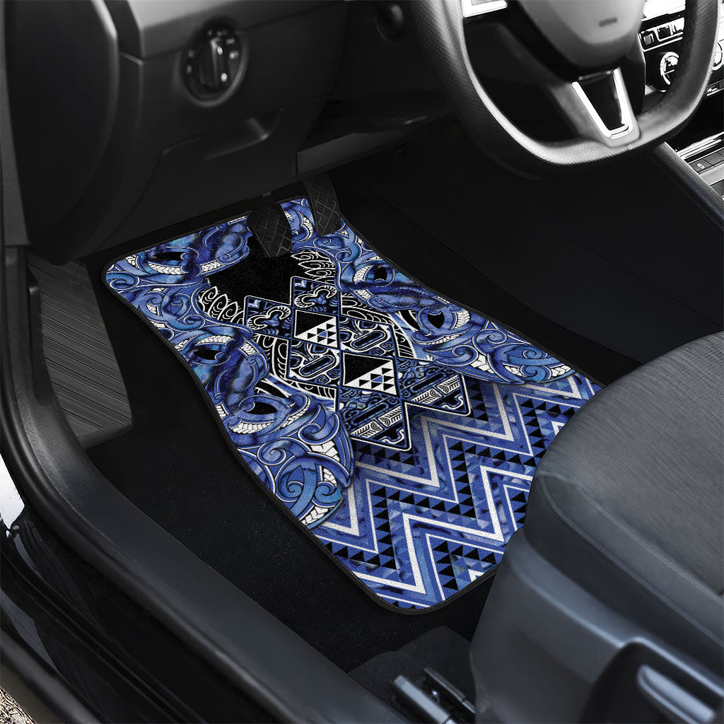 Aotearoa Ngati Kahungunu Car Mats Maori Tribal Blue Paua Shell Pattern DT05 - Polynesian Pride