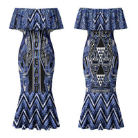 Aotearoa Ngati Kahungunu Couples Matching Mermaid Dress and Hawaiian Shirt Maori Tribal Blue Paua Shell Pattern DT05 - Polynesian Pride