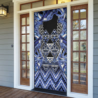 Aotearoa Ngati Kahungunu Door Cover Maori Tribal Blue Paua Shell Pattern DT05 - Polynesian Pride