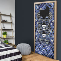 Aotearoa Ngati Kahungunu Door Cover Maori Tribal Blue Paua Shell Pattern DT05 - Polynesian Pride