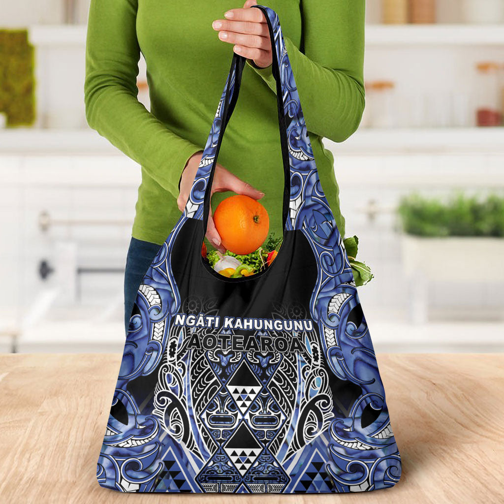Aotearoa Ngati Kahungunu Grocery Bag Maori Tribal Blue Paua Shell Pattern DT05 - Polynesian Pride