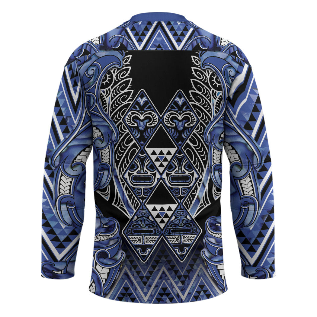 Aotearoa Ngati Kahungunu Hockey Jersey Maori Tribal Blue Paua Shell Pattern DT05 - Polynesian Pride