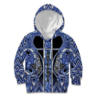 Aotearoa Ngati Kahungunu Kid Hoodie Maori Tribal Blue Paua Shell Pattern DT05 Hoodie Blue - Polynesian Pride