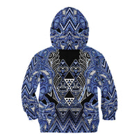 Aotearoa Ngati Kahungunu Kid Hoodie Maori Tribal Blue Paua Shell Pattern DT05 - Polynesian Pride