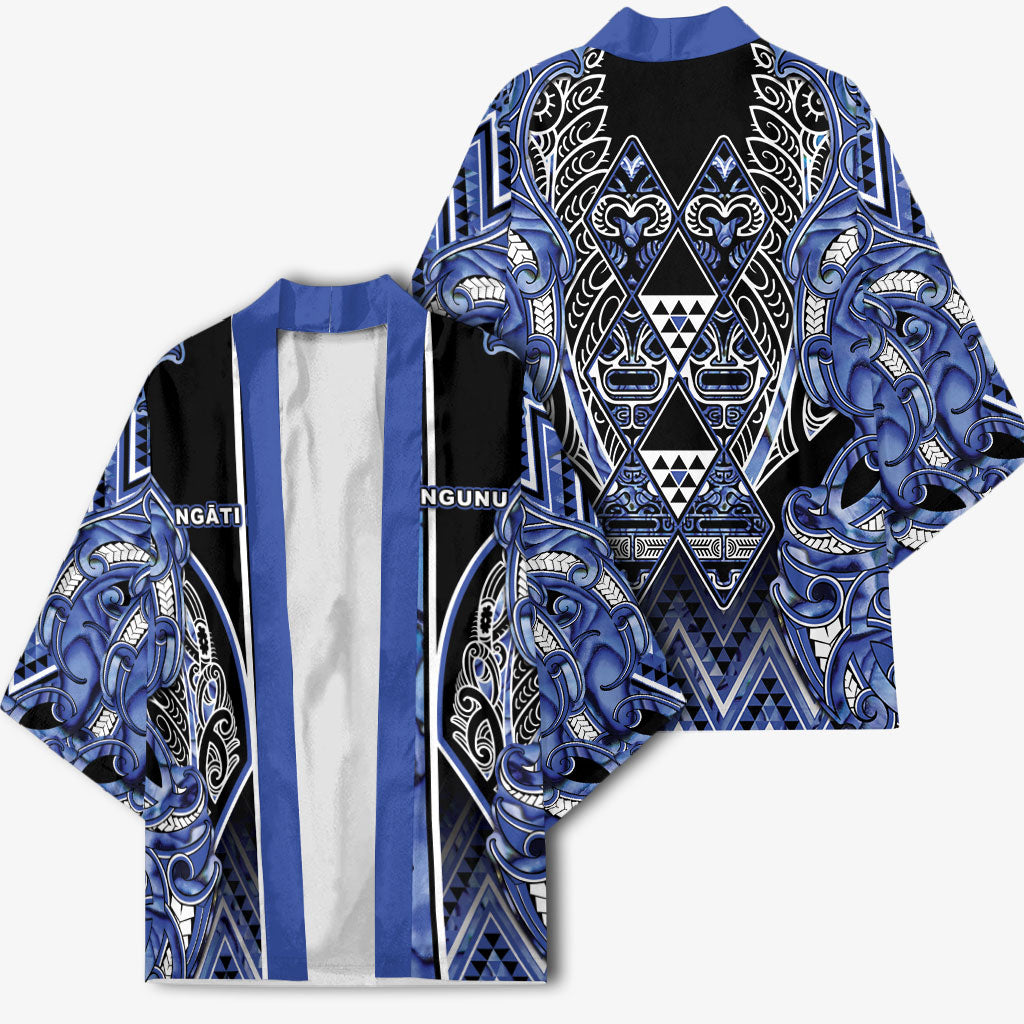Aotearoa Ngati Kahungunu Kimono Maori Tribal Blue Paua Shell Pattern DT05 - Polynesian Pride