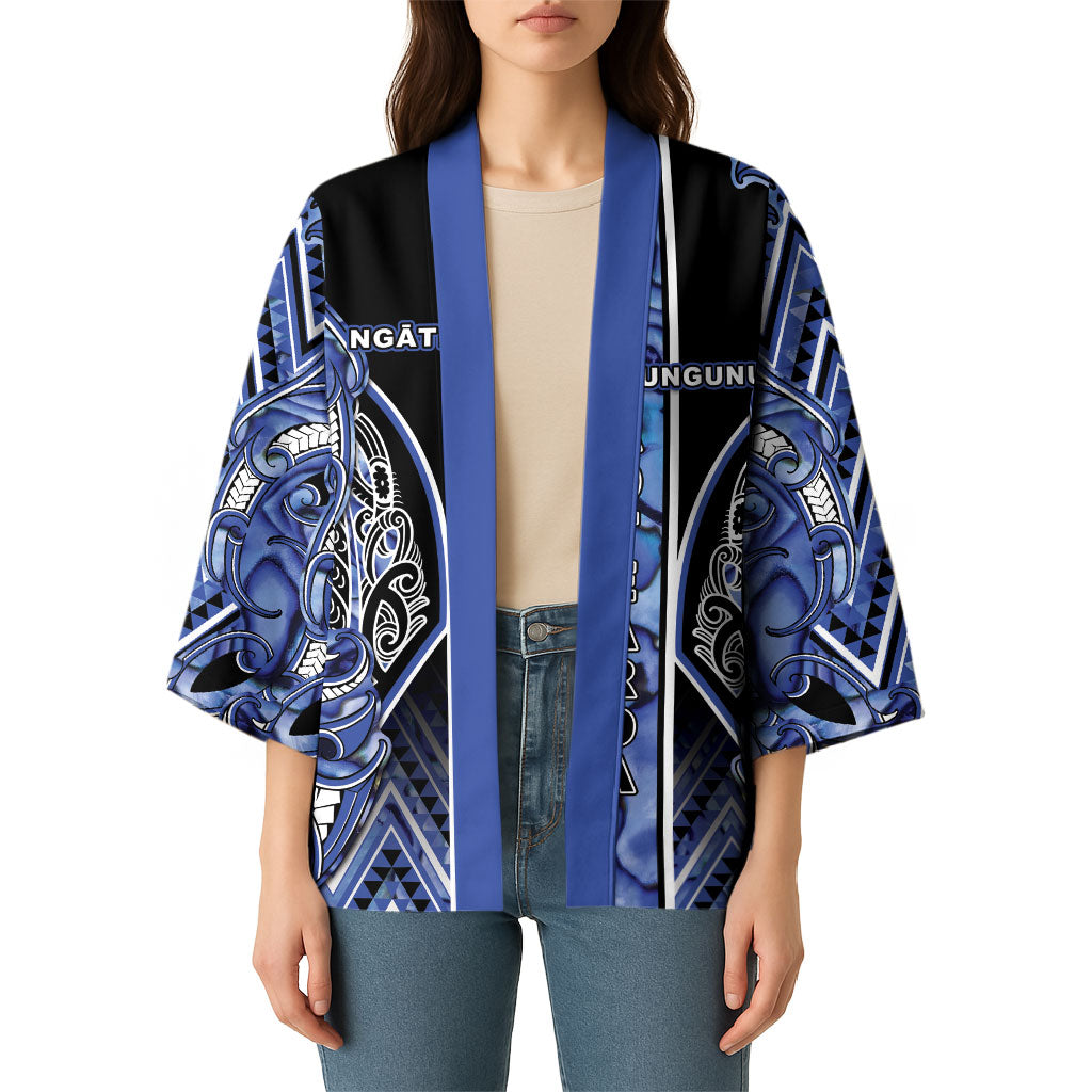 Aotearoa Ngati Kahungunu Kimono Maori Tribal Blue Paua Shell Pattern DT05 - Polynesian Pride