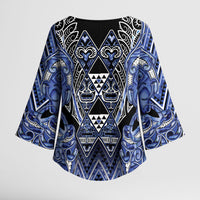 Aotearoa Ngati Kahungunu Kimono Sleeve Blouse Maori Tribal Blue Paua Shell Pattern DT05 - Polynesian Pride