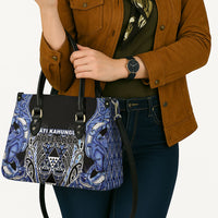 Aotearoa Ngati Kahungunu Leather Bag Maori Tribal Blue Paua Shell Pattern DT05 - Polynesian Pride