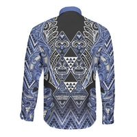 Aotearoa Ngati Kahungunu Long Sleeve Button Shirt Maori Tribal Blue Paua Shell Pattern DT05 - Polynesian Pride