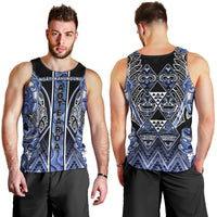 Aotearoa Ngati Kahungunu Men Tank Top Maori Tribal Blue Paua Shell Pattern DT05 - Polynesian Pride