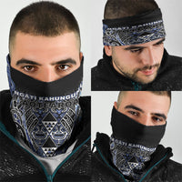 Aotearoa Ngati Kahungunu Neck Gaiter Maori Tribal Blue Paua Shell Pattern DT05 - Polynesian Pride