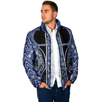 Aotearoa Ngati Kahungunu Padded Jacket Maori Tribal Blue Paua Shell Pattern DT05 - Polynesian Pride