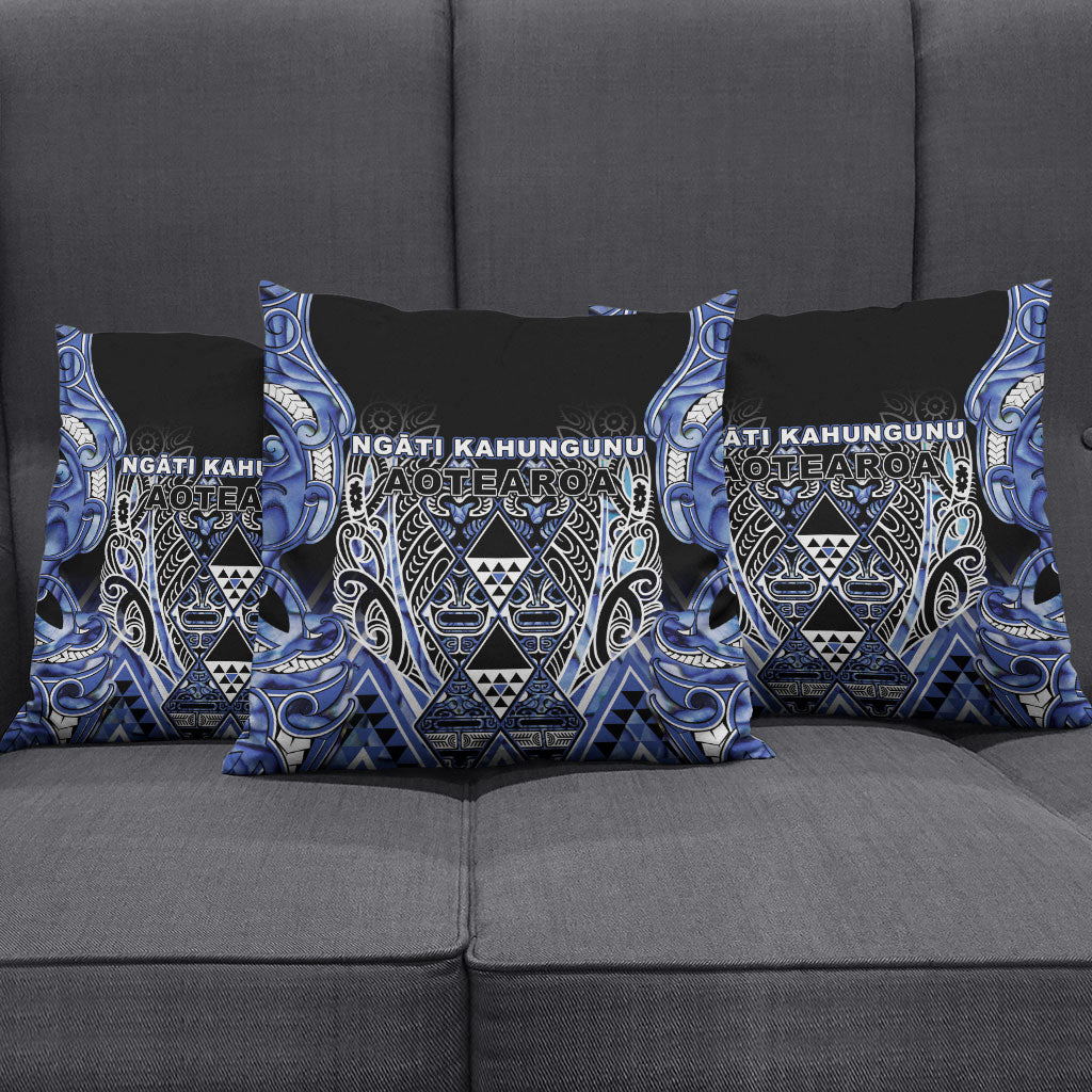 Aotearoa Ngati Kahungunu Pillow Cover Maori Tribal Blue Paua Shell Pattern DT05 - Polynesian Pride