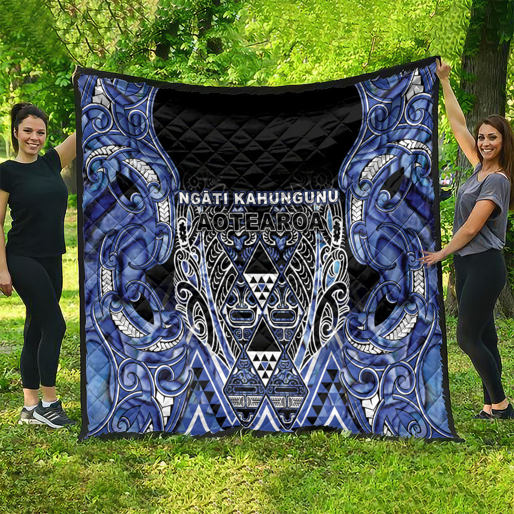 Aotearoa Ngati Kahungunu Quilt Maori Tribal Blue Paua Shell Pattern DT05 - Polynesian Pride