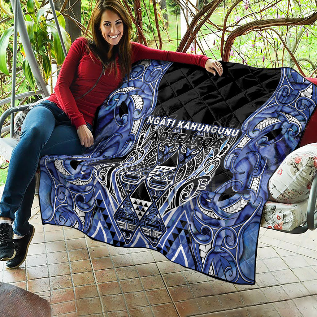 Aotearoa Ngati Kahungunu Quilt Maori Tribal Blue Paua Shell Pattern DT05 - Polynesian Pride