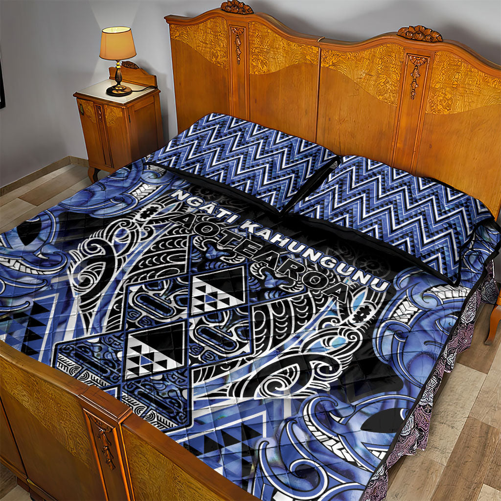 Aotearoa Ngati Kahungunu Quilt Bed Set Maori Tribal Blue Paua Shell Pattern DT05 - Polynesian Pride
