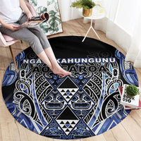 Aotearoa Ngati Kahungunu Round Carpet Maori Tribal Blue Paua Shell Pattern DT05 - Polynesian Pride