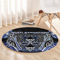 Aotearoa Ngati Kahungunu Round Carpet Maori Tribal Blue Paua Shell Pattern DT05 - Polynesian Pride