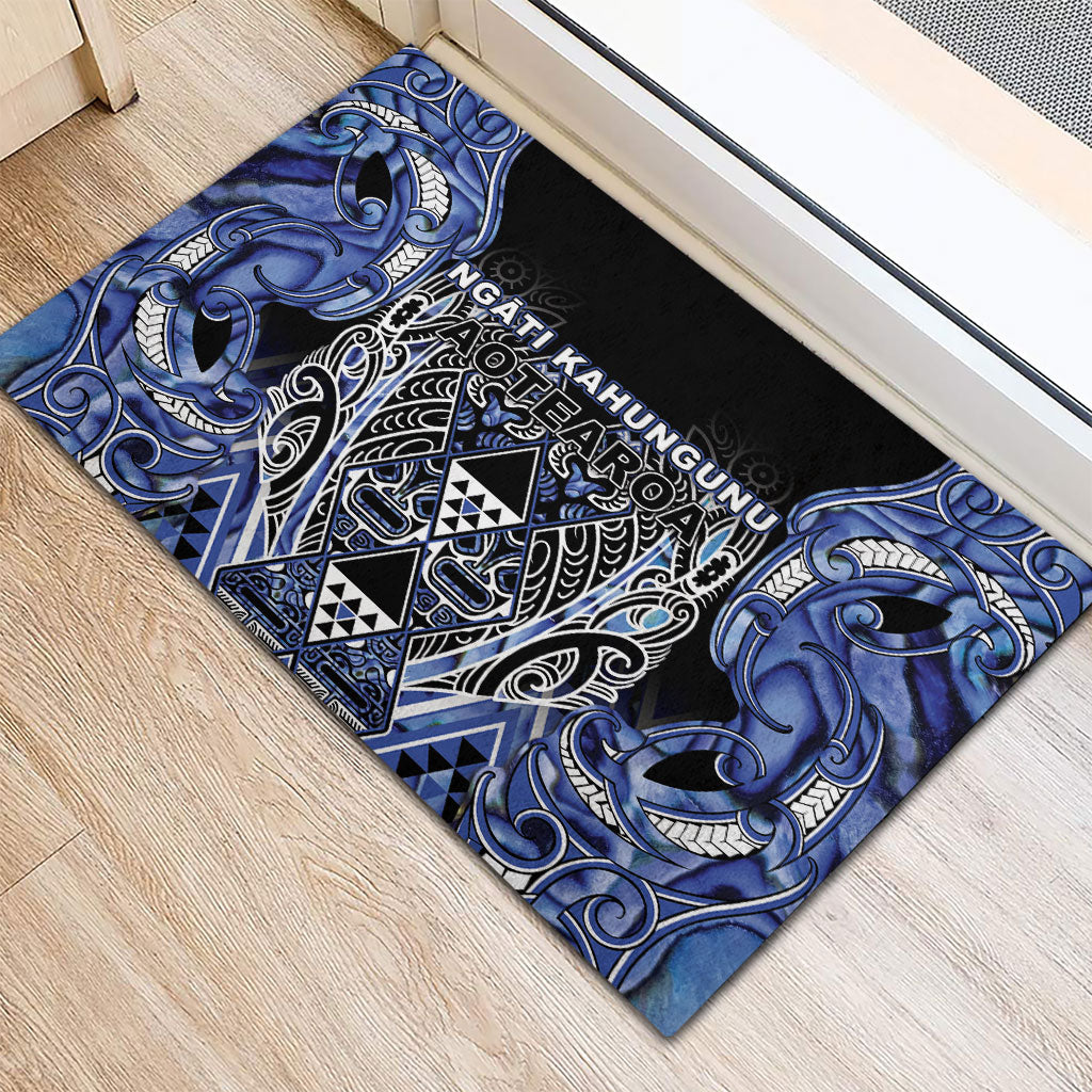 Aotearoa Ngati Kahungunu Rubber Doormat Maori Tribal Blue Paua Shell Pattern DT05 - Polynesian Pride
