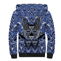 Aotearoa Ngati Kahungunu Sherpa Hoodie Maori Tribal Blue Paua Shell Pattern DT05 - Polynesian Pride