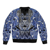 Aotearoa Ngati Kahungunu Sleeve Zip Bomber Jacket Maori Tribal Blue Paua Shell Pattern DT05 - Polynesian Pride