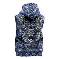 Aotearoa Ngati Kahungunu Sleeveless Hoodie Maori Tribal Blue Paua Shell Pattern DT05 - Polynesian Pride