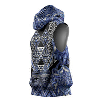 Aotearoa Ngati Kahungunu Sleeveless Hoodie Maori Tribal Blue Paua Shell Pattern DT05 - Polynesian Pride