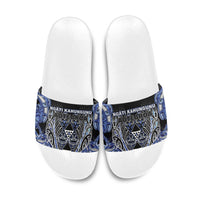 Aotearoa Ngati Kahungunu Slide Sandals Maori Tribal Blue Paua Shell Pattern DT05 Blue - Polynesian Pride