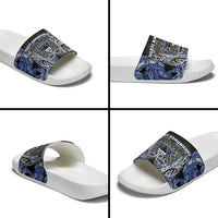 Aotearoa Ngati Kahungunu Slide Sandals Maori Tribal Blue Paua Shell Pattern DT05 - Polynesian Pride