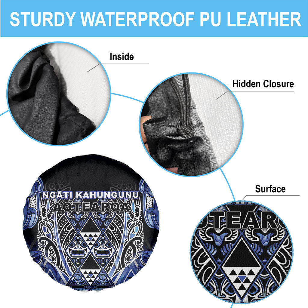 Aotearoa Ngati Kahungunu Spare Tire Cover Maori Tribal Blue Paua Shell Pattern DT05 - Polynesian Pride