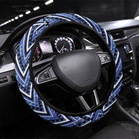 Aotearoa Ngati Kahungunu Steering Wheel Cover Maori Tribal Blue Paua Shell Pattern DT05 Universal Fit Blue - Polynesian Pride