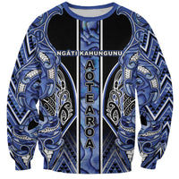 Aotearoa Ngati Kahungunu Sweatshirt Maori Tribal Blue Paua Shell Pattern DT05 Unisex Blue - Polynesian Pride