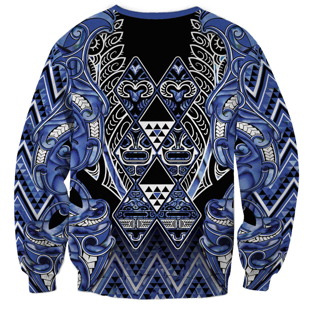 Aotearoa Ngati Kahungunu Sweatshirt Maori Tribal Blue Paua Shell Pattern DT05 - Polynesian Pride