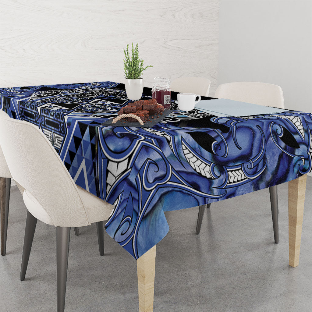 Aotearoa Ngati Kahungunu Tablecloth Maori Tribal Blue Paua Shell Pattern DT05 - Polynesian Pride