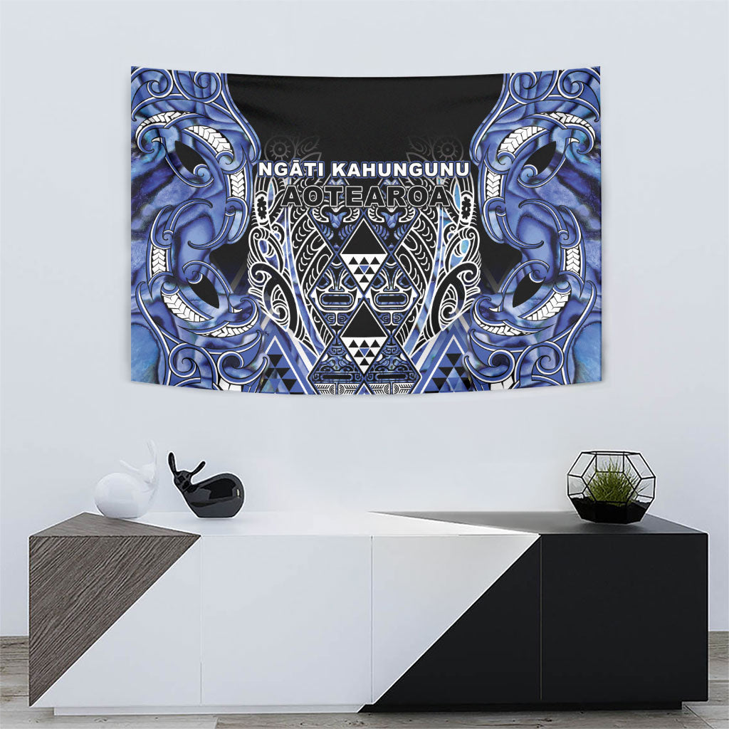 Aotearoa Ngati Kahungunu Tapestry Maori Tribal Blue Paua Shell Pattern DT05 - Polynesian Pride