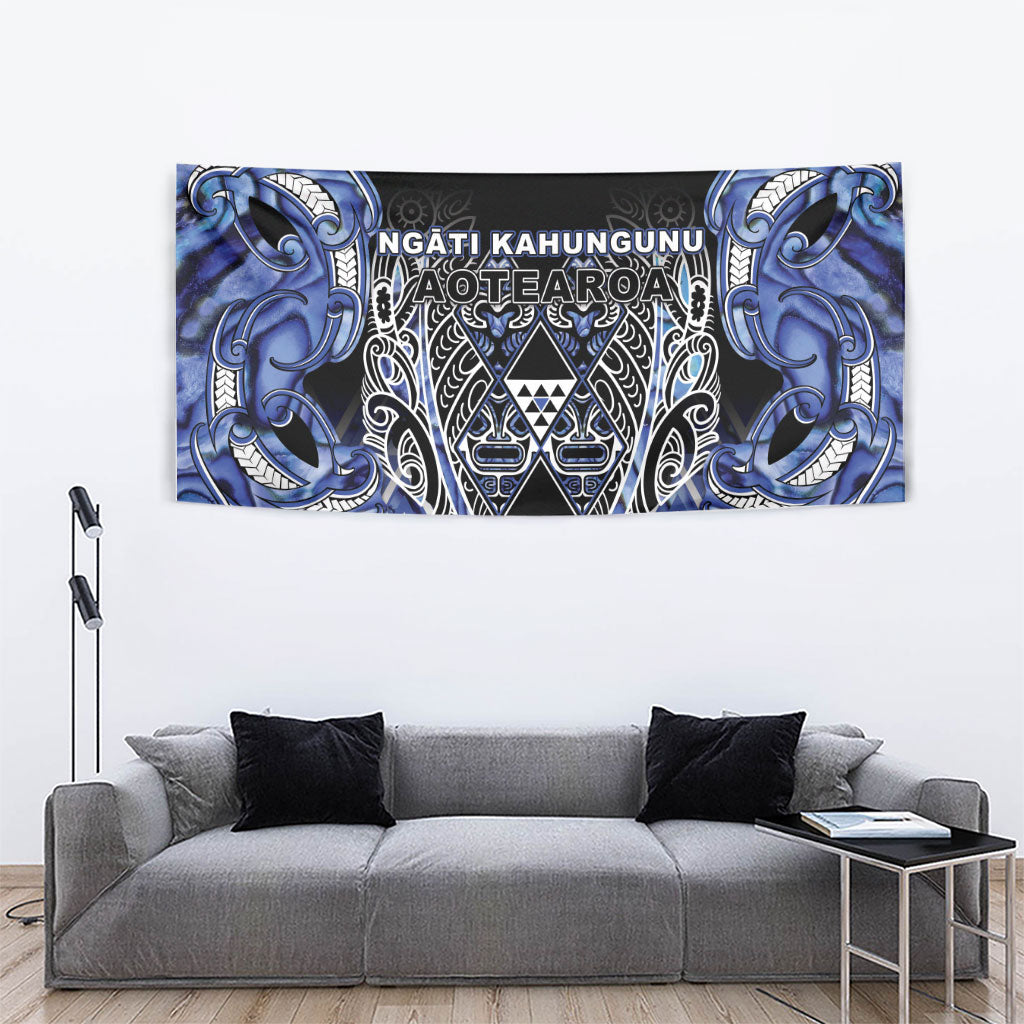 Aotearoa Ngati Kahungunu Tapestry Maori Tribal Blue Paua Shell Pattern DT05 - Polynesian Pride