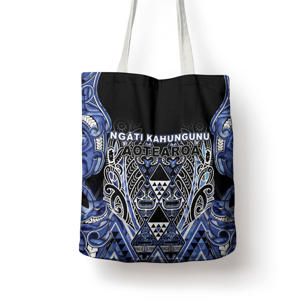 Aotearoa Ngati Kahungunu Tote Bag Maori Tribal Blue Paua Shell Pattern DT05 - Polynesian Pride