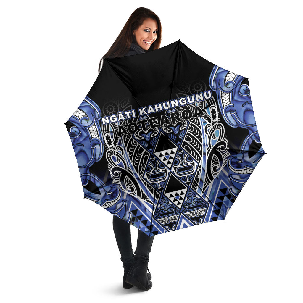 Aotearoa Ngati Kahungunu Umbrella Maori Tribal Blue Paua Shell Pattern DT05 - Polynesian Pride